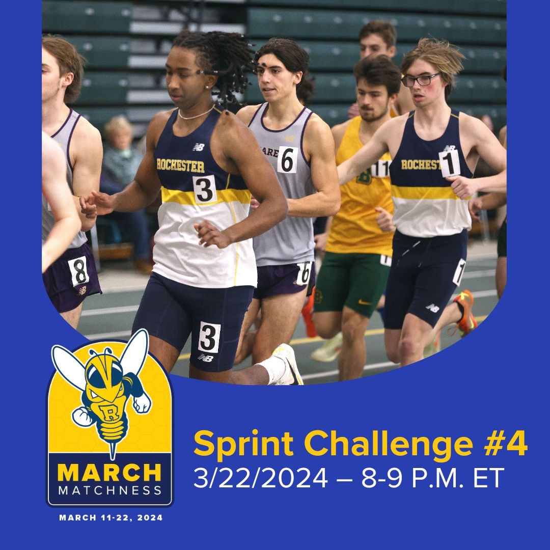 WE’RE DOWN TO THE WIRE! Our final Sprint Challenge of #URMarchMatchness is here! Over the next hour (8-9 p.m. ET) programs can earn bonus funds by having the most donations among Rochester athletic teams! Donate and view the leaderboard at uofr.us/urmm #GoJackets