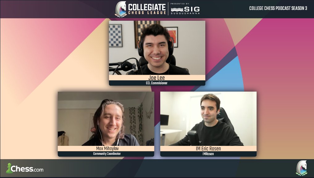 We are live now with a very special guest on our College Chess Podcast! @IM_Rosen #College #Chess #Podcast #CCL