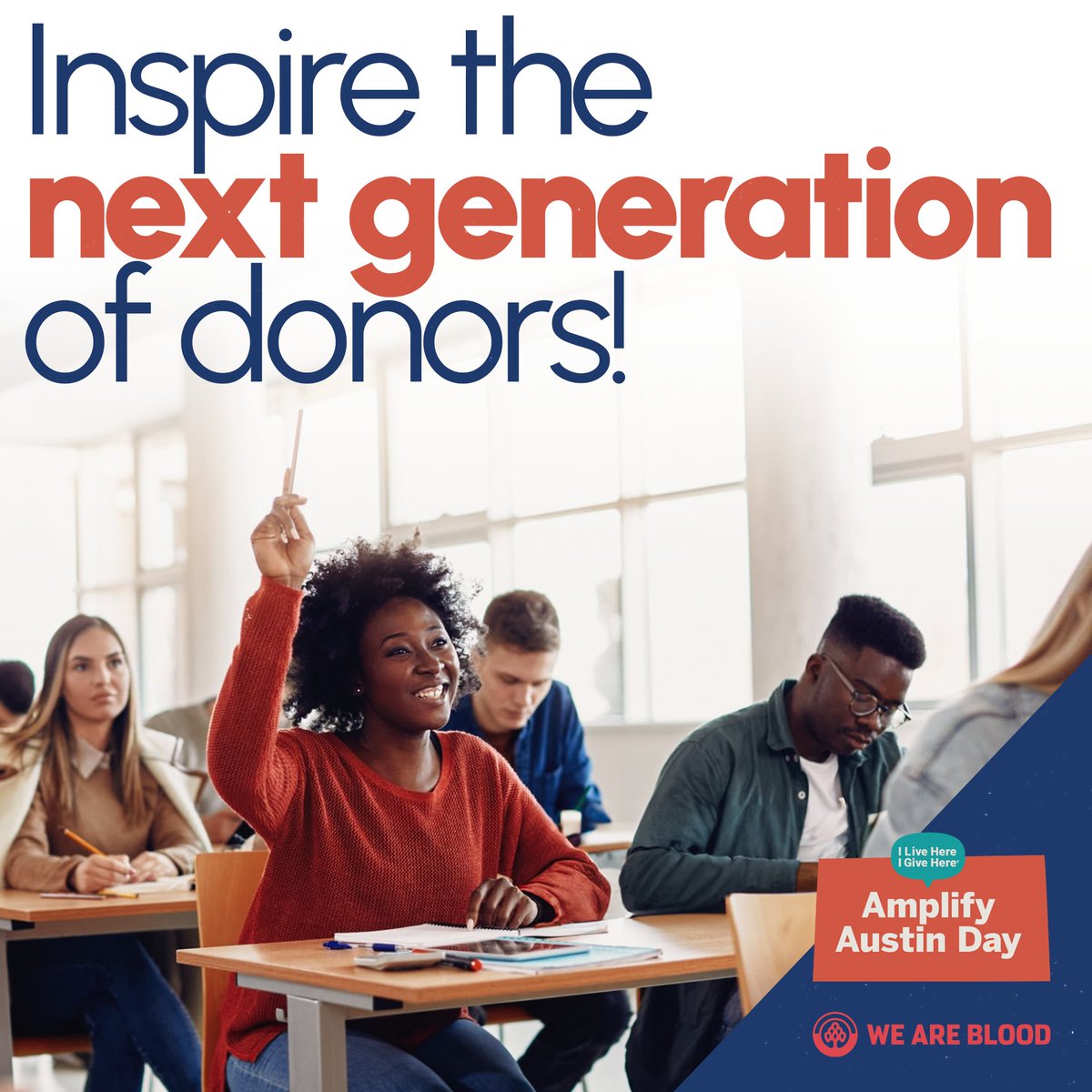 WeAreBlood's tweet photo. #AmplifyATX ends at 6 pm CST today, and your contribution can make a world of difference! This year, you can help We Are Blood inspire the next generation of donors through our Vein2Vein Program. Learn more &amp; support us in these crucial final hours at https://t.co/RJcXBXHH6m! ❤️ https://t.co/odguBS498v