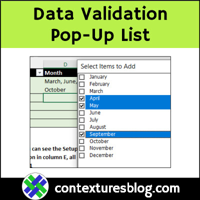 ddalgleish's tweet image. Excel data validation popup tool - allow single or multi-selection for active cell #Excel #ExcelTips #ExcelVideo
contexturesblog.com/archives/2024/…