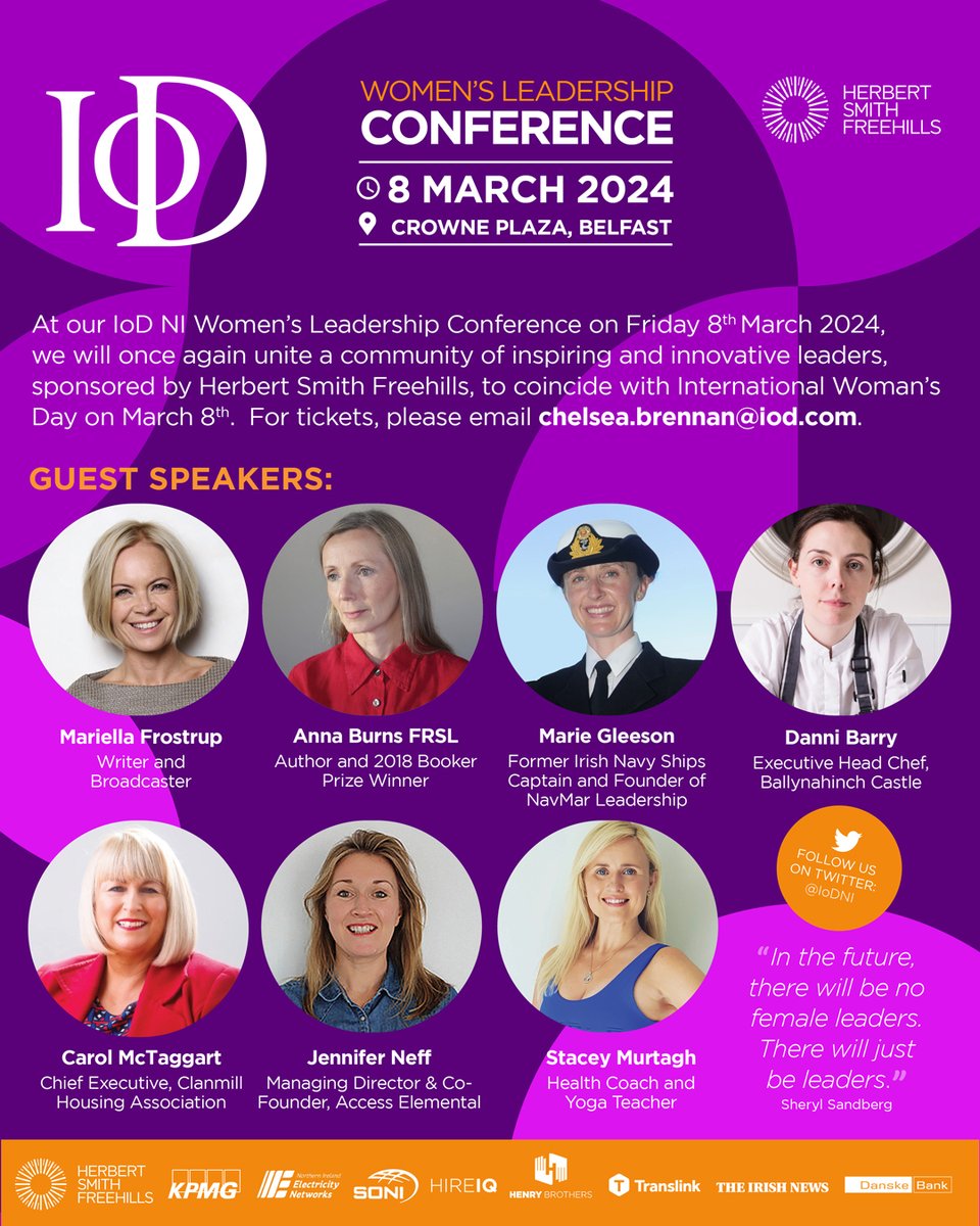 We are delighted to sponsor the @IoDNI Women's Leadership Conference 2024 which is taking place tomorrow to mark #IWD2024. We’re really looking forward to hearing from the world-class speakers and having the opportunity to connect with over 550 delegates #WLC2024