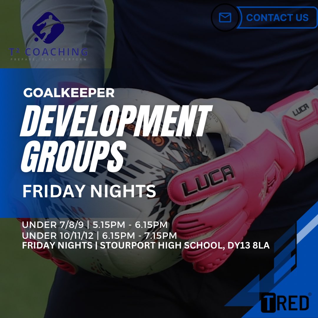 T2Coaching_'s tweet photo. FRIDAY NIGHT DEVELOPMENT GROUPS⚽️

We are delighted to announce development groups starting on Friday 4th April🗓️

Both Goalkeepers and Outfielders welcome🙌

Spaces are very limited so please book your space ASAP‼️

👊Prepare, Play, Perform👊 https://t.co/wNW3GnjVV3