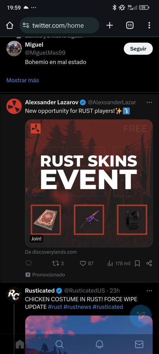 Stoykoz's tweet photo. @Alistair_McF just to warn you, there are some advertisements on X with a fake rust giveaway website. Careful with the phishing. https://t.co/PHal9U7Ban