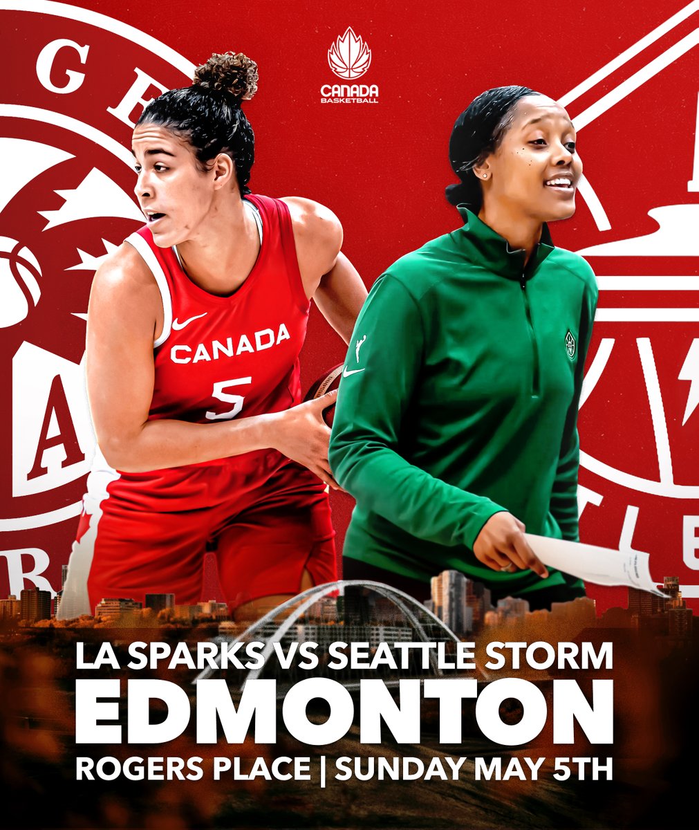 🚨THE WNBA IS COMING TO EDMONTON🚨 The @WNBA & @NBACanada announced that the league will hold a preseason exhibition game in Canada for the second straight year 😤 The @seattlestorm & @LASparks will face off at Rogers Place in Edmonton, Alberta, on Sunday, May 5 🏀🧡