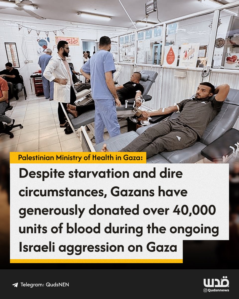 QudsNen's tweet photo. The Palestinian Ministry of Health in Gaza urgently appeals to international institutions, including the World Health Organization and the Red Cross, to provide blood units and components of all types to save injured Palestinian lives amid a critical shortage. https://t.co/ddazCkfgVZ