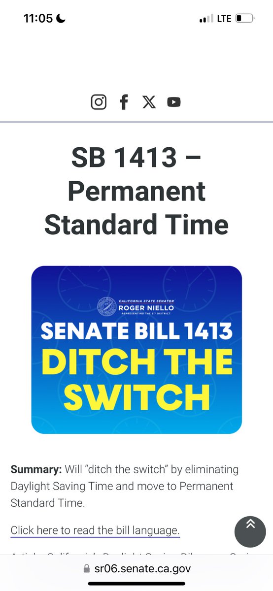 #DitchTheSwitch #EndDST @SenRogerNiello  sr06.senate.ca.gov/bill/sb-1413-p…