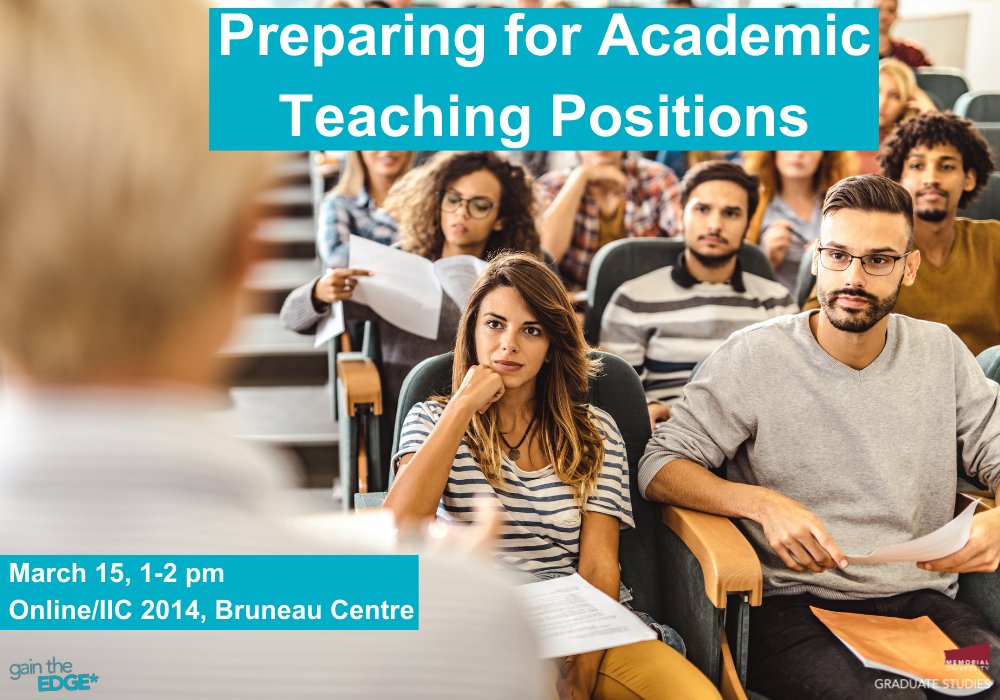 📢The workshop 'Preparing for Academic Teaching Positions', hosted by the School of Graduate Studies, will focus on equipping students to find and apply for academic teaching positions. Click here to register: mun.jotform.com/233525724187864