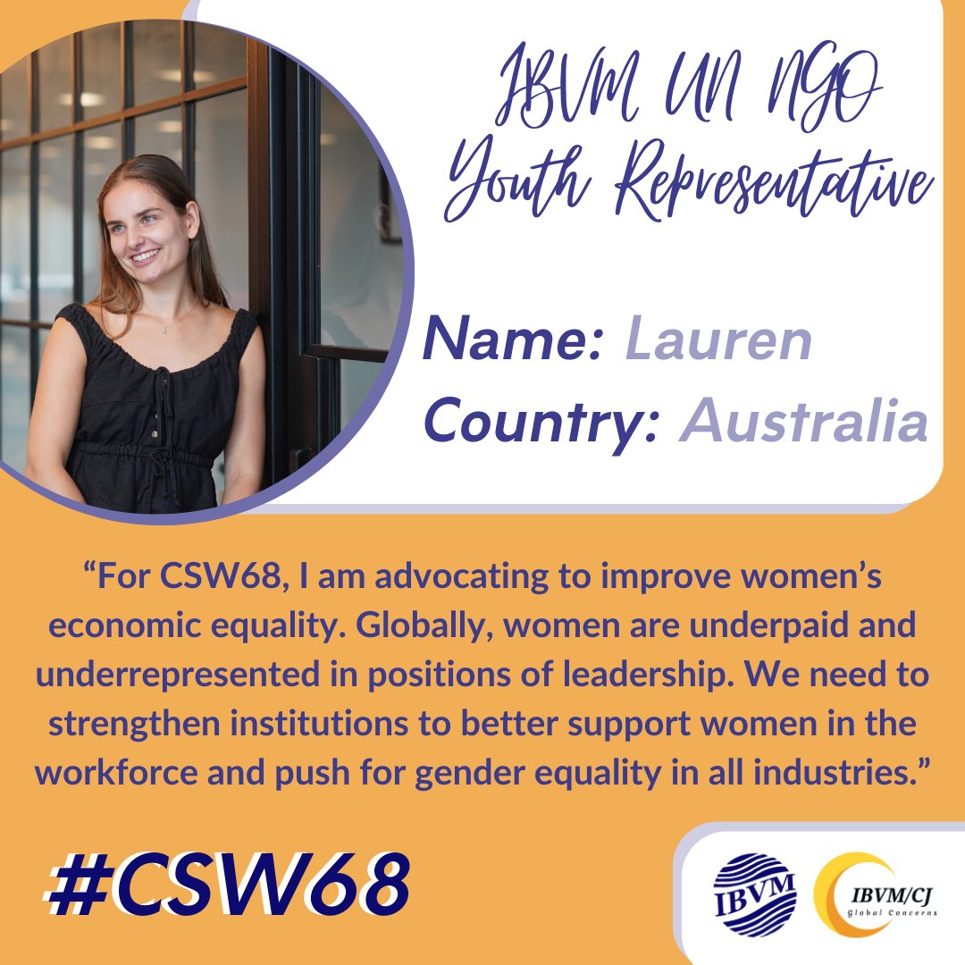 Introducing Lauren, our Youth Representative from Australia! Join Lauren in advocating for gender equality throughout #CSW68