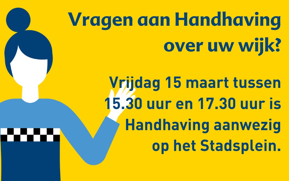 Woont u in #Middelwatering? En heeft u vragen of opmerkingen over de wijk? Wij gaan graag met u in gesprek op vrijdag 15 maart tussen 15:30 uur en 17:30 uur op het Stadsplein. Graag tot dan!