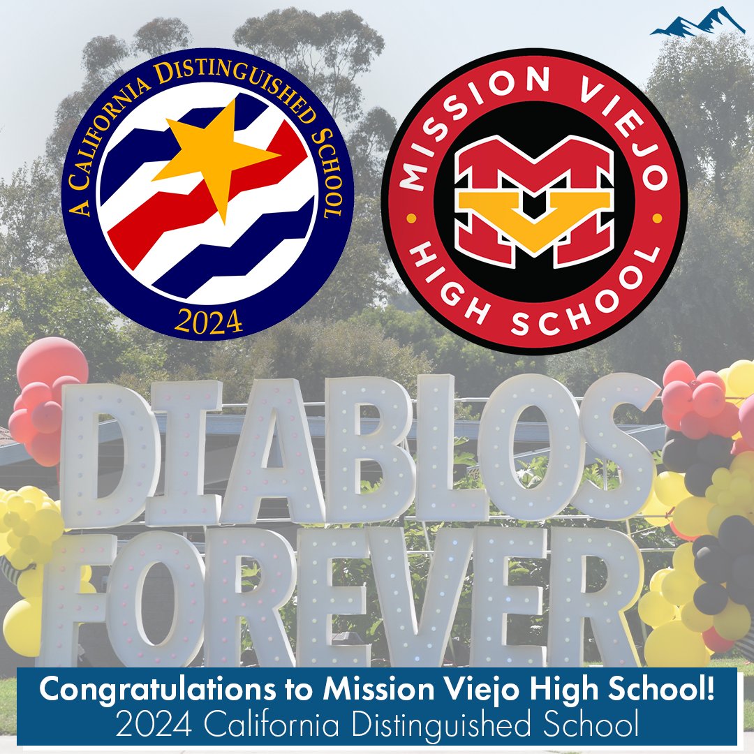 Congratulations to Mission Viejo High School! On February 29, 2024, State Superintendent Tony Thurmond announced that MVHS is a 2024 California Distinguished School. For more information, check the link in our bio. Go Diablos!