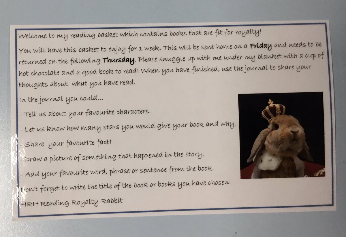ixprimary's tweet photo. I wonder who will be the first from each class to take home their reading basket and Reading Royalty Rabbit - we will find out tomorrow… https://t.co/2gNQzhJpV7