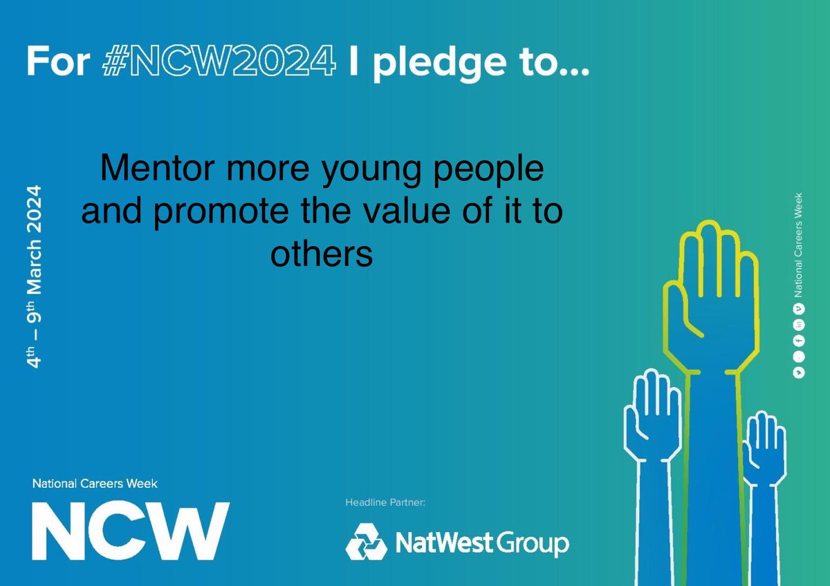 I’m lucky enough to mentor a young person through <a href="/CareerReadyUK/">Career Ready</a> and also an amazing young woman at <a href="/NSPCC/">NSPCC</a> through our corporate partnership. This #NCW2024 my pledge is to mentor more people this year and to spread the word about its value ❤️