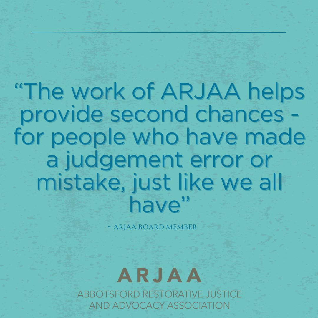 The work we do here at ARJAA helps provide second chances to those who have made a mistake; just like we all have before. 

#restorativejustice #ARJAA #abbotsford #BC #community #crime #impact #justice #abbotsfordbc