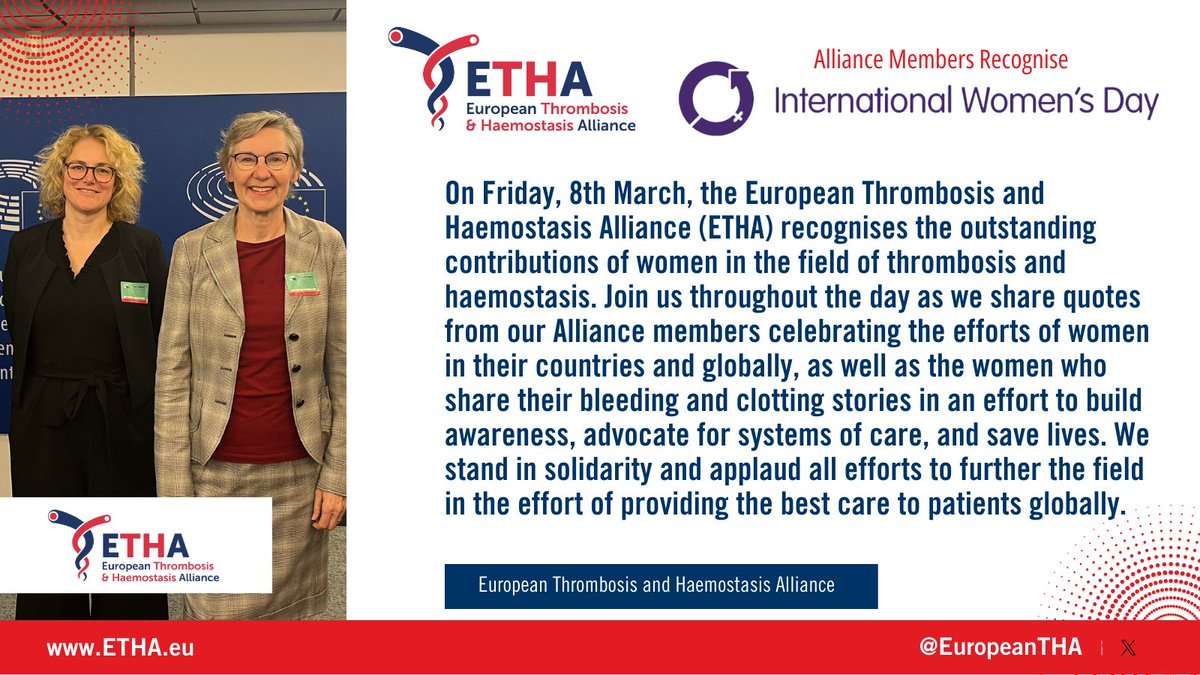 We are thrilled to acknowledge #InternationalWomensDay tomorrow & invite you to join us in celebrating the remarkable achievements of women in the field of thrombosis & hemostasis, who work tirelessly around the globe to enhance patient outcomes & elevate standards of care.