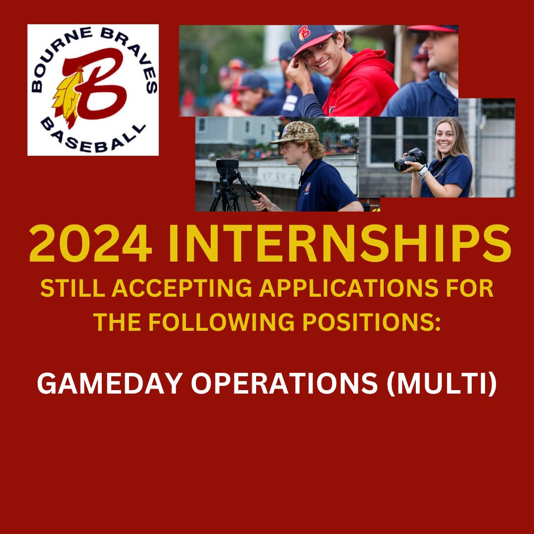 There is still time to spend the summer on the Cape with the back-to-back champion Bourne Braves as a gameday operations intern. Message us for more details. #GoBravos