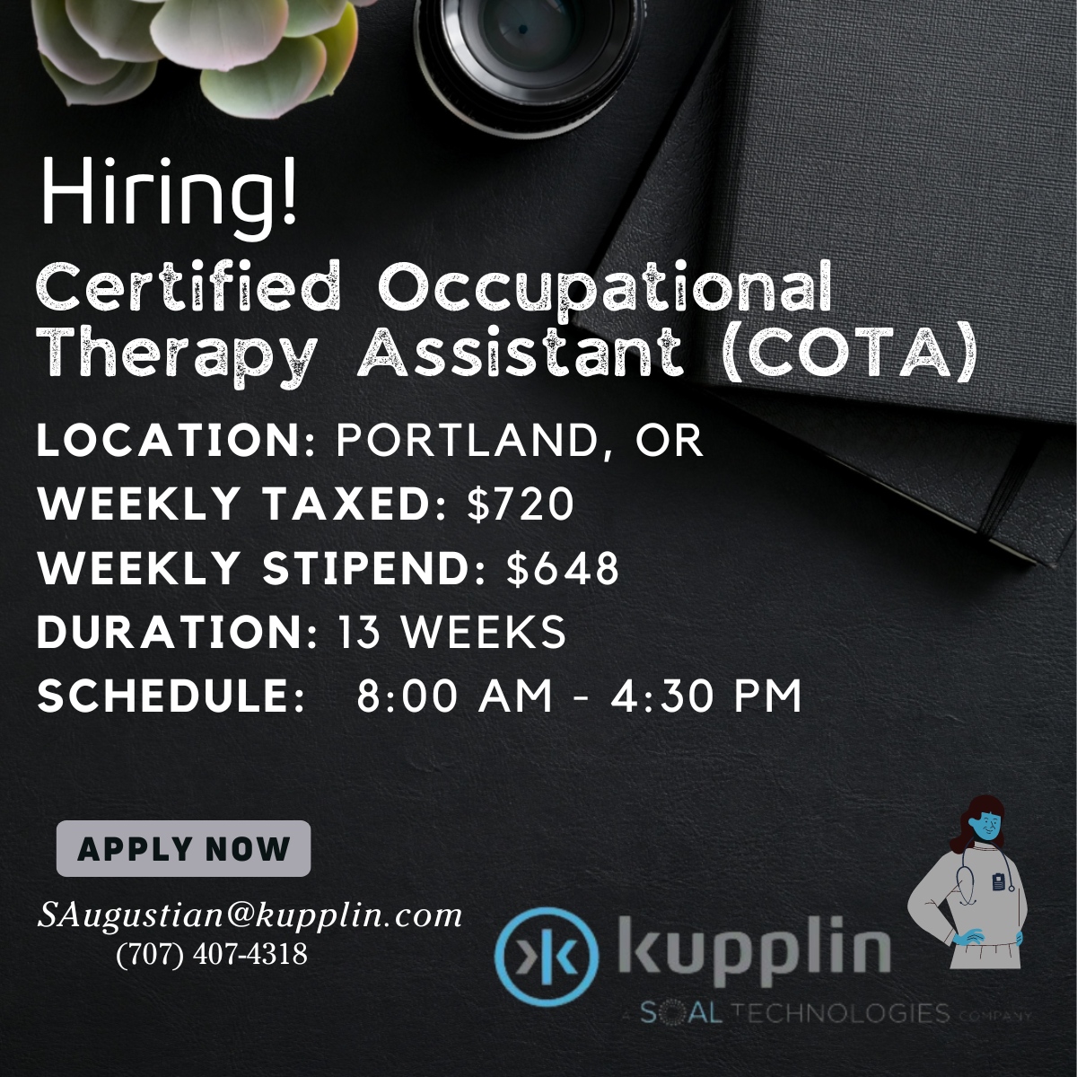 Join our team! We're hiring a Contract Certified Occupational Therapy Assistant (COTA) at Vibra Specialty Hospital in Portland, OR. Make a difference in patients' lives while enjoying a 13-week contract with flexible hours.
 Apply now 
#HealthcareJobs #COTA #PortlandOR