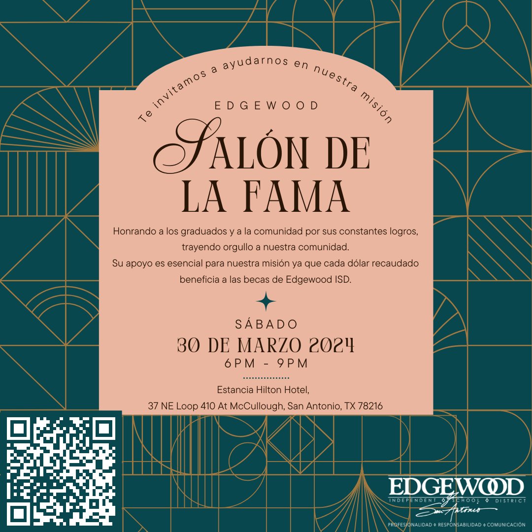 On behalf of the @EEFofSA Join them at their Hall of Fame fundraiser event! Your support helps empower students through education. Scan the QR code to purchase tickets so that together, we can make a difference! 🌟 bit.ly/49IN0Xb