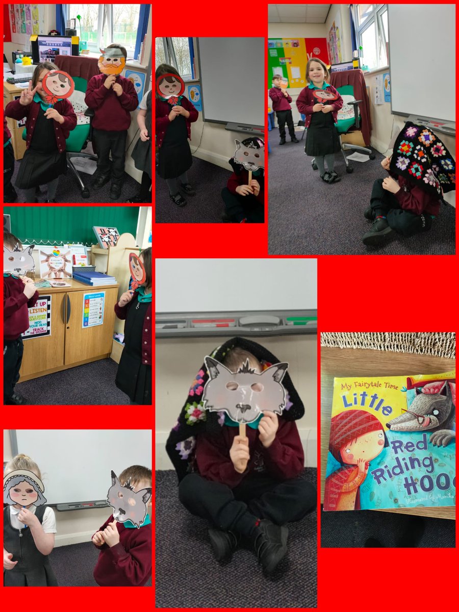 RK celebrated World Book Day by looking at Little Red Riding Hood. They measured objects using blocks, completed a story yoga and retold the story using masks.