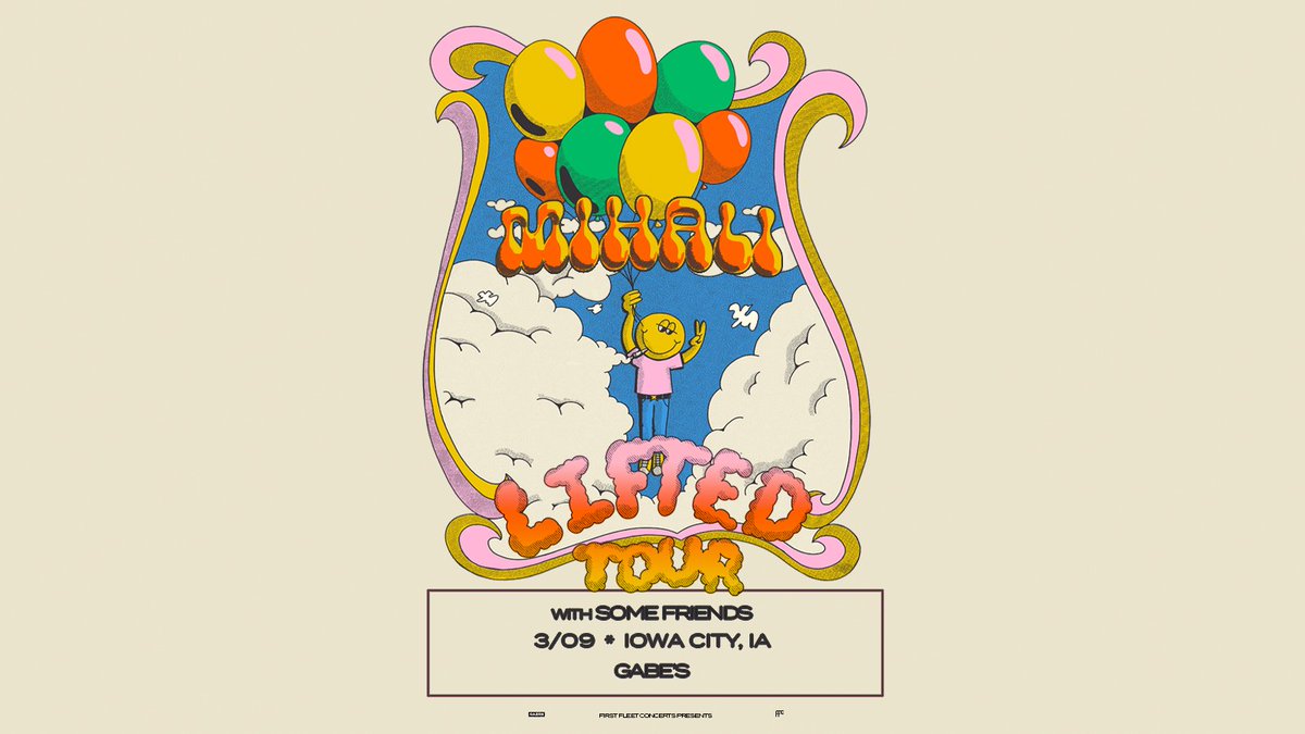 Make sure you drop in tonight at @IowaCityGabes for Mihali's Lifted Tour with special guest Some Friends! 🎈 6:00 PM | 7:00 PM | All Ages | Iowa City, IA 🎫 axs.com/events/529648/