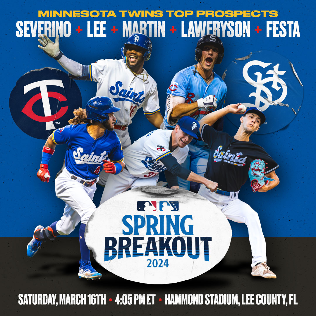 You saw 5 of these guys last year in a Saints uniform and  you'll see a number of these guys at <a href="/CHSFieldStPaul/">CHS Field</a> in the near future. It's the first ever Spring Breakout game as each Major League team is represented by their top prospects. #MNTwins vs. #TampaBayRays on March 16