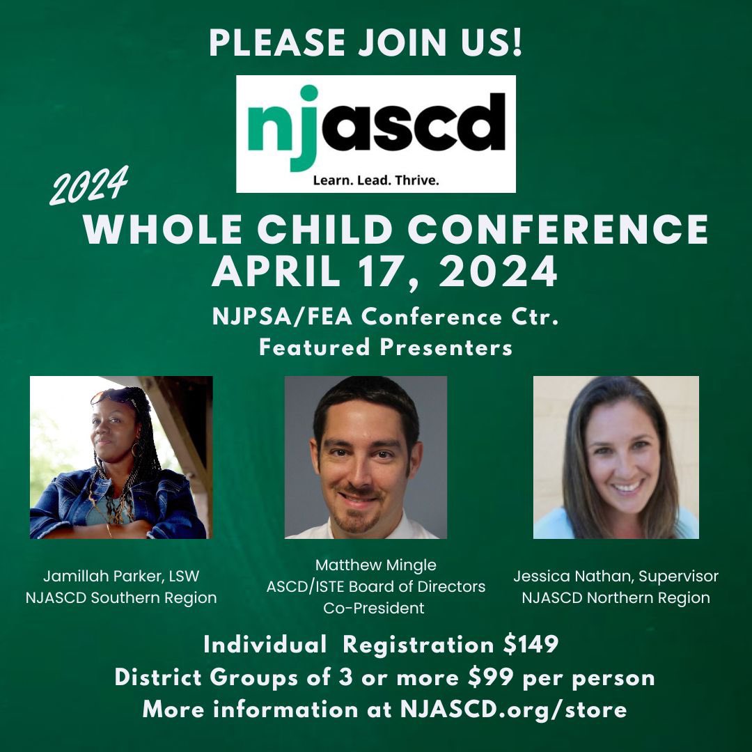 We are excited to offer a group registration rate for our upcoming 2024 Whole Child Conference  on April 17, 2024!  Please see details below and register at NJASCD.org/store @NJASCDNorth @NJASCDSouth @NJASCDCentral ￼