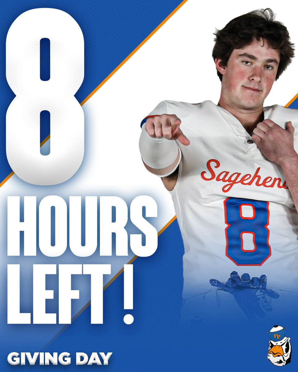 8 hours left to donate to Pomona-Pitzer football! Pitzer needs 7 more donors to reach their goal and unlock $6,000 from Ron PO ’63 and Wendy PO ’64 Smith and Claudio Chavez PZ ’88, and Tom Moore PZ '82! Donate now through the link in bio! #gosagehens #sagehenfb