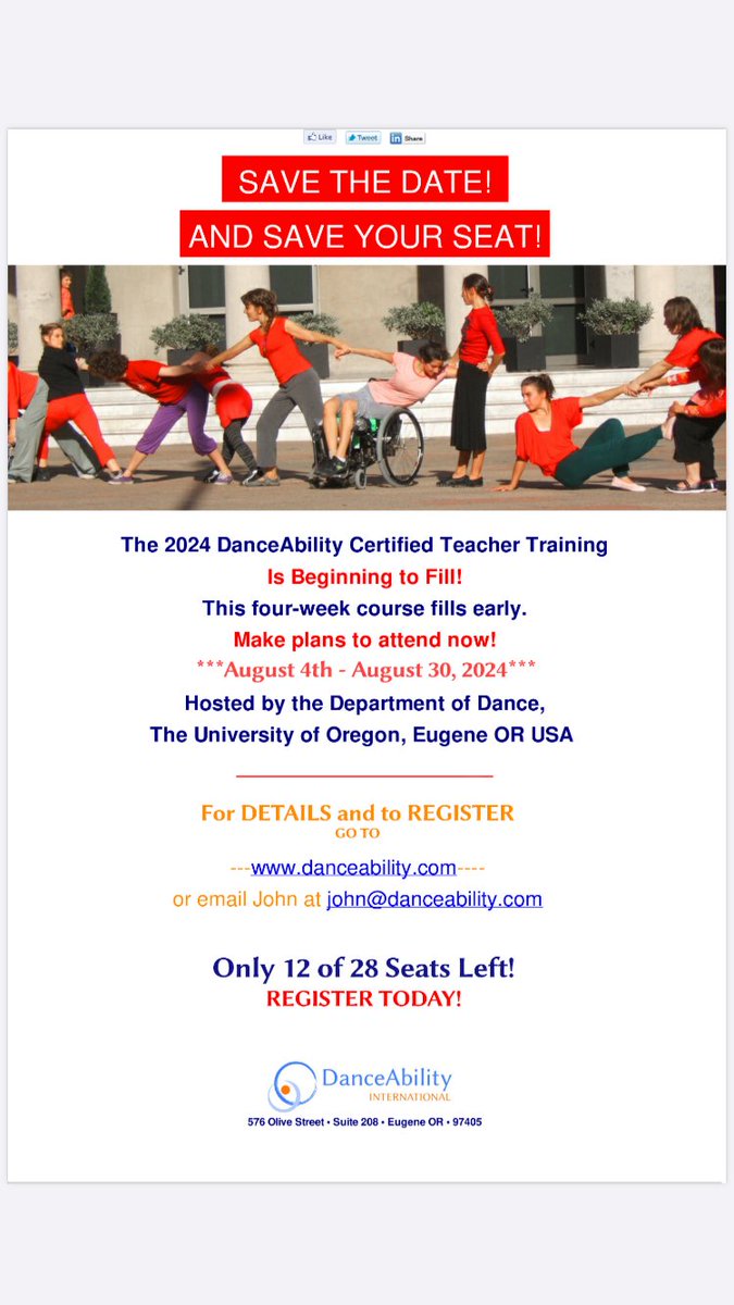 DanceAbilityIn's tweet photo. Teacher Certification Training led by founder Alito Alessi  happening this summer in Eugene, Oregon. Registration and details can be found here: https://t.co/XJJcSZb040 https://t.co/it9tECPIRc