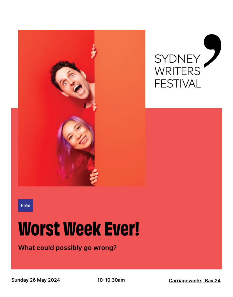 Matt Cosgrove Books (@mrmattcosgrove) on Twitter photo The Family Day at <a href="/SydWritersFest/">Sydney Writers' Festival</a> is always a blast. <a href="/EvaJanetAmores/">Eva Amores</a> & I can’t wait to be part of the fun. Our Worst Week Ever event is FREE, 10am Sunday 26th May. Hope to see you there! #SydneyWritersFestival
swf.org.au/program/season… The Family Day at <a href="/SydWritersFest/">Sydney Writers' Festival</a> is always a blast. <a href="/EvaJanetAmores/">Eva Amores</a> & I can’t wait to be part of the fun. Our Worst Week Ever event is FREE, 10am Sunday 26th May. Hope to see you there! #SydneyWritersFestival
swf.org.au/program/season…