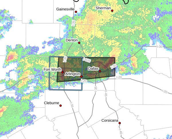 The National Weather Service has issued a Flash Flood Warning for Arlington in effect until 8pm. 1-2 inches of rain has already fallen with an additional 1-2 inches expected.