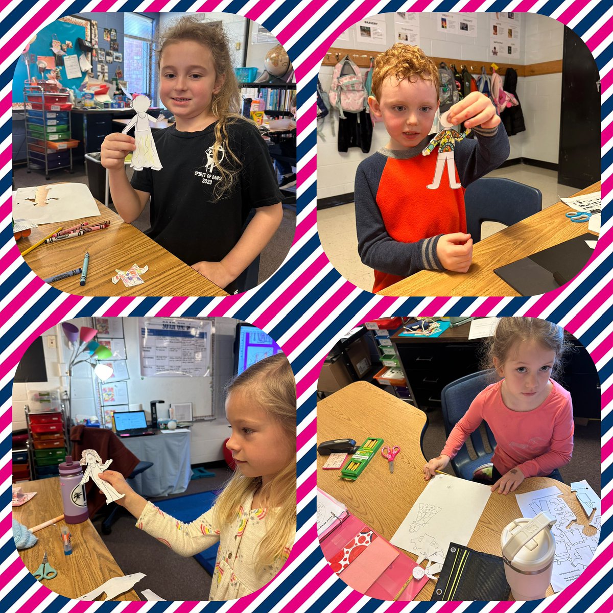 instruct2learn's tweet image. 🎯firsties had fun working on their flexible brains today during our affective lesson and then explored renaissance clothing by creating their own paper dolls in popular renaissance fashion. @CobbAlp @VaughanRockets #SOARon #lovetothinkhere