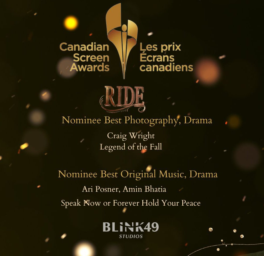 Blink49Studios's tweet photo. Blink49 Studios is thrilled to announce that the series, ‘Ride’ has received the Canadian Screen Awards nominations for Best Original Music-Drama and Best Photography-Drama categories.
#rideseries #ride https://t.co/9VXR4xPyA0