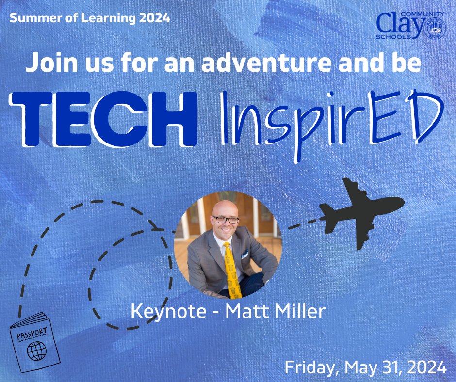 Hey friends!  I am excited that
<a href="/ClayCommSchools/">ClayCommunitySchools</a> is hosting a Summer of Learning Conference on 5.31.24.  Join us for Tech InspirED.  Our keynote speaker is <a href="/jmattmiller/">Matt Miller 🗑️</a> and we'll have lots of great sessions.  Registration and call for proposals is open.