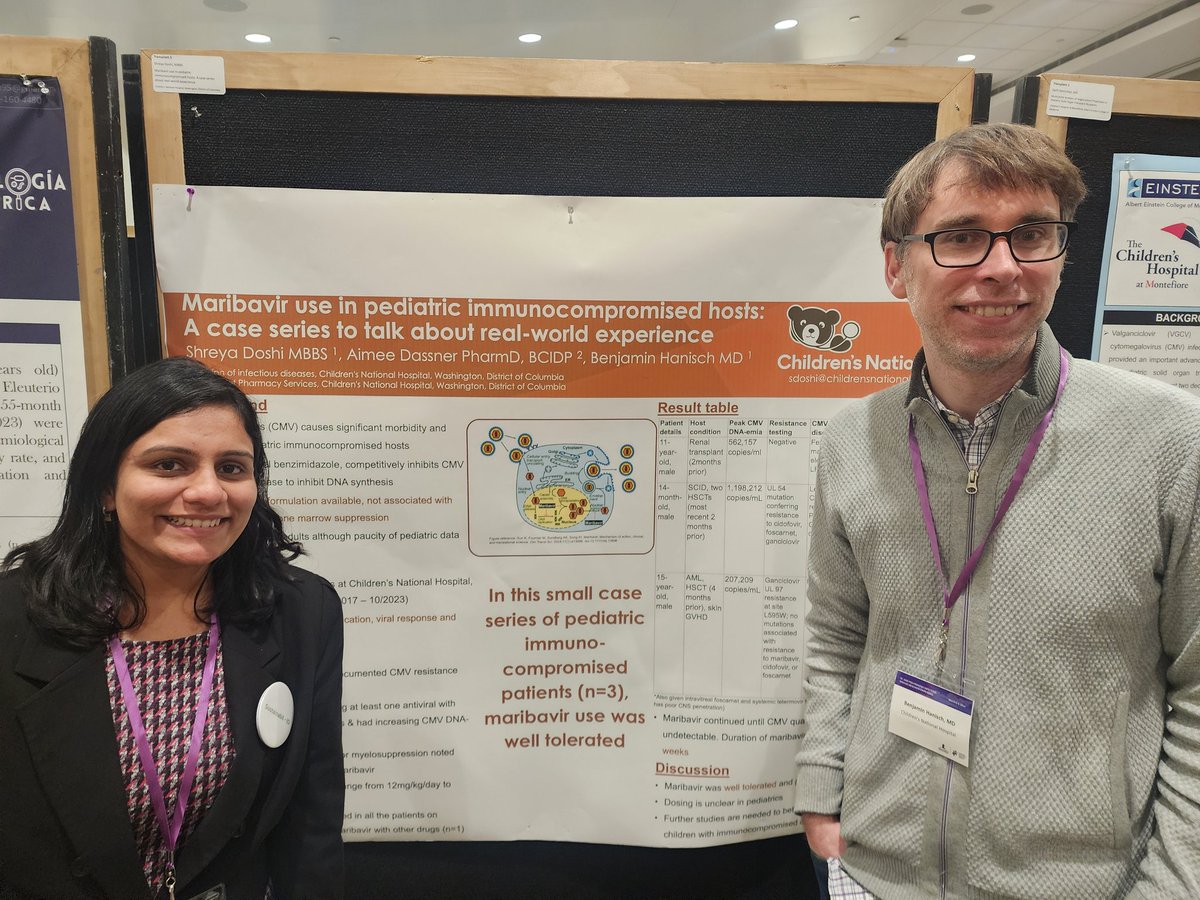 Second year fellow Shreya Doshi @Shreya_pedsID, @adass_pedsID and Ben Hanisch presented a poster at @PIDSociety @StJude #stjudepids2024 and made us proud! #idtwitter