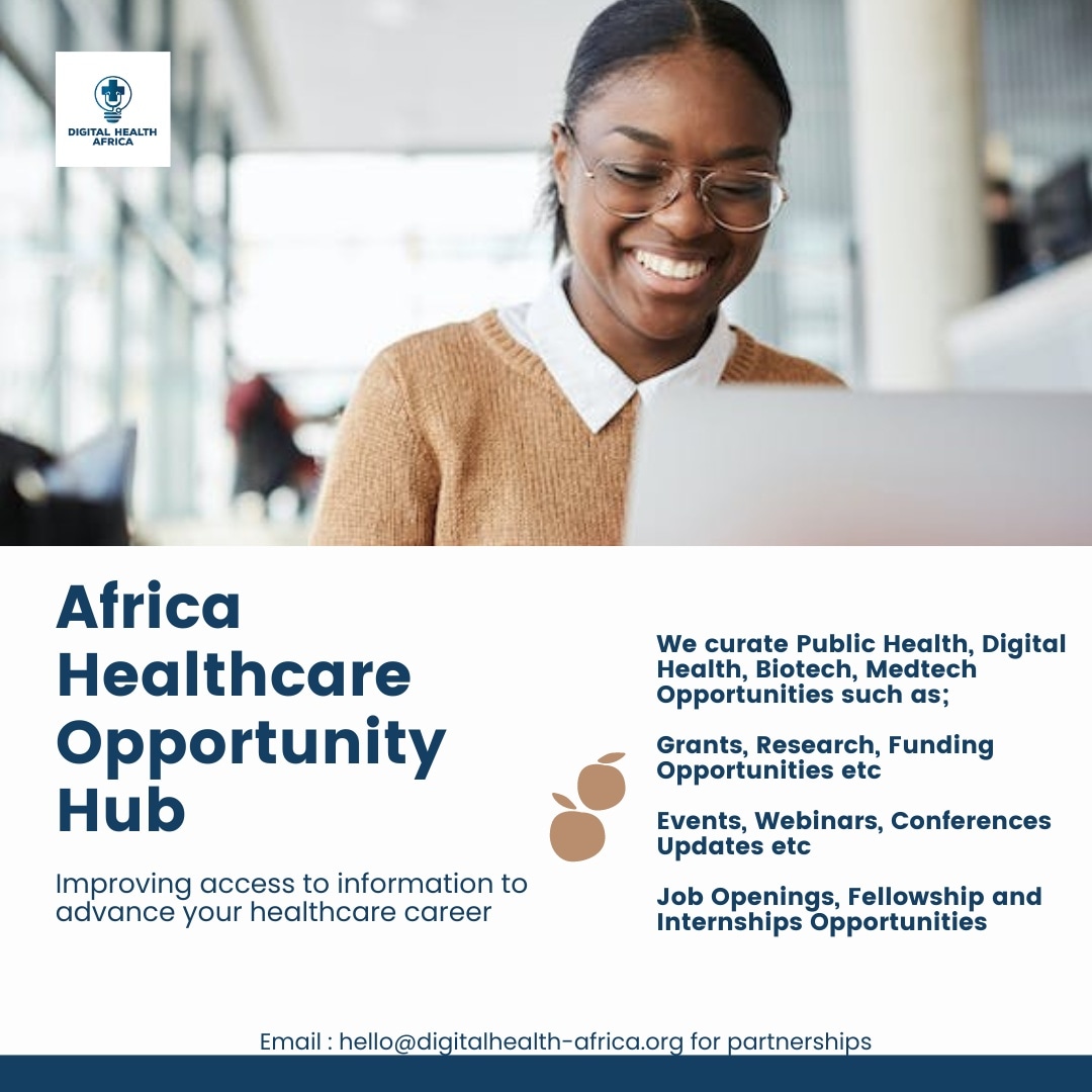 Check out the following digital health opportunities

1. @InnovatehealthA  : 
Call for application for Africa Healthcare Innovation Fellowship 

link : innovatehealth.africa/bootcamp

Deadline :  31st of March, 2024

2. @MedintechAfrica Internship 1.0

link : docs.google.com/forms/d/e/1FAI…