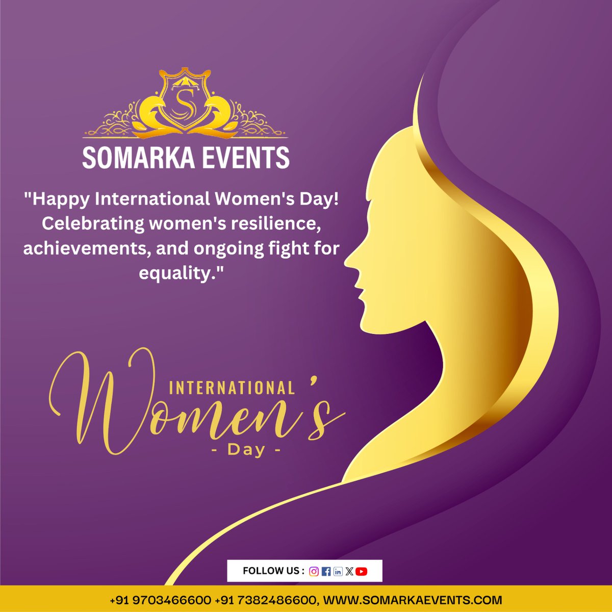 Today, Somarka Events celebrates the strength, courage, and grace of women around the globe.

📞 Contact Numbers: +91 97034 66600 | +91 73824 86600

#SomarkaEvents #BestEventDesigners #BestEventOrganisation #BestEventPlanners #EventsinVizag #DreamWedding #ElegantWeddings