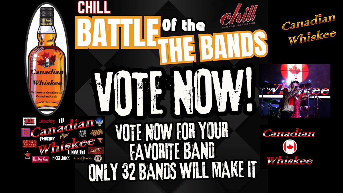 ChrisBabler's tweet photo. CLICK THIS LINK TO VOTE FOR CANADIAN WHISKEE TO BE ENTERED IN THE BATTLE OF THE BANDS @ CHILL LEWISVILLE STARTING EVERY THURSDAY IN APRIL!
https://t.co/dXQjufFzjK...
Each gmail account (required) gets only ONE vote so get your vote in and then TELL ALL YOUR FRIENDS AND FAMILY! https://t.co/SppB48RI3n