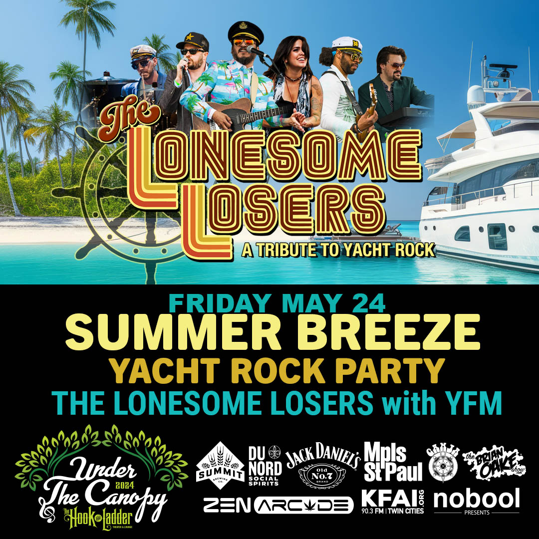 noboolpresents's tweet photo. Tix On-Sale NOW!
Summer Breeze Yacht Rock Party featuring with guest YFM on Fri, May 24 'Under The Canopy' @thehookmpls
--
BUY TICKETS ->> https://t.co/2VPxbnLjft
—
#UTC24 #TheHookMpls #NoboolPresents #MplsMusic #SummerConcertSeries #bands #music #shows #yachtrock #tributebands https://t.co/SYBgfzM0BG