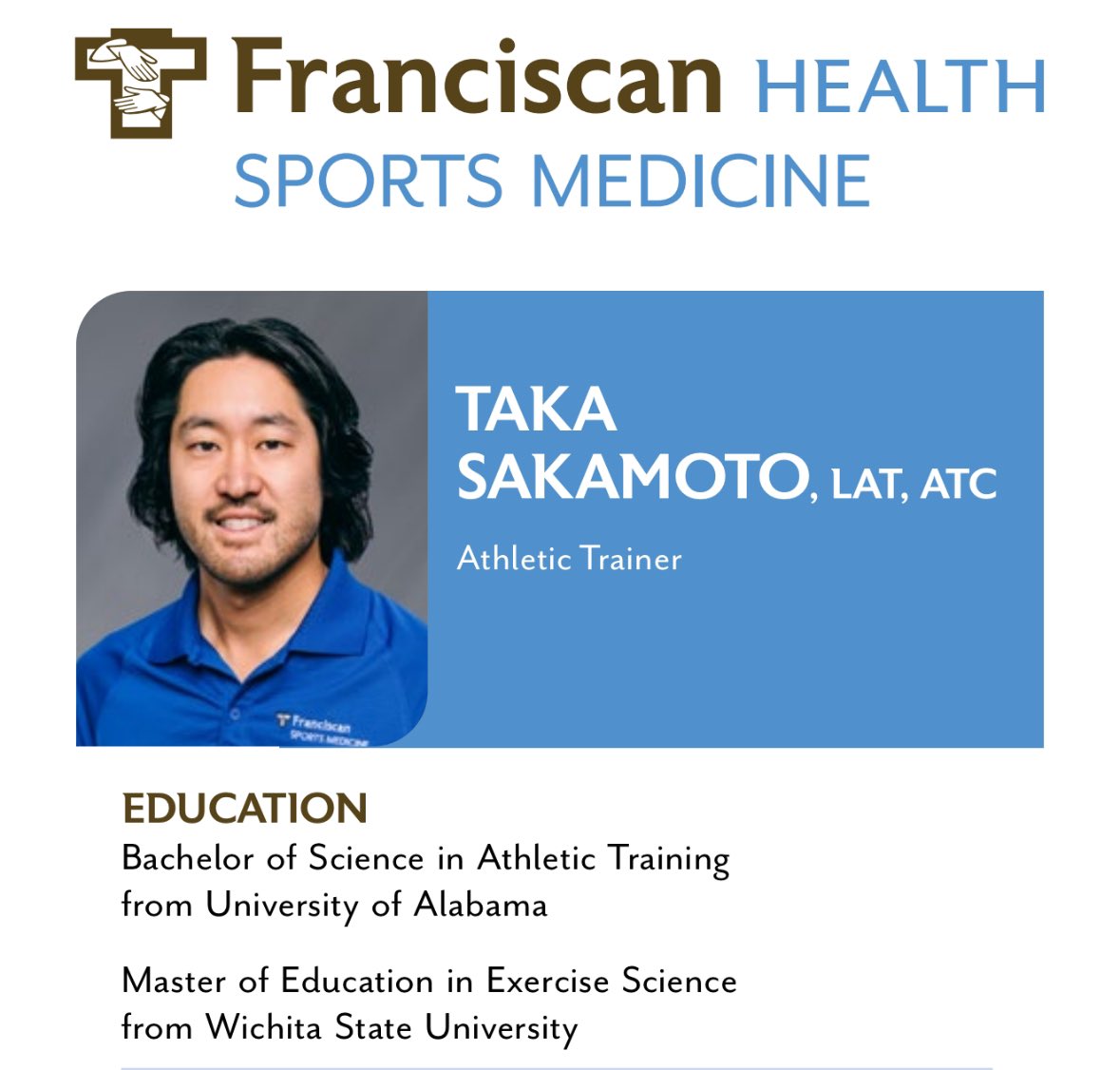 Lauren Dorn (@lvincent_atc) on Twitter photo We at #FranciscanHealthSportsMedicine are thankful for Taka Sakamoto and the care he provides as part of <a href="/LCC_SportsMed/">LCC Athletic Training</a> at Central Catholic High School! Taka joined us this year after working several years in Colorado and we’re glad he’s a part of our team! #NATM2024 <a href="/takalaka12/">Takamasa Sakamoto</a> We at #FranciscanHealthSportsMedicine are thankful for Taka Sakamoto and the care he provides as part of <a href="/LCC_SportsMed/">LCC Athletic Training</a> at Central Catholic High School! Taka joined us this year after working several years in Colorado and we’re glad he’s a part of our team! #NATM2024 <a href="/takalaka12/">Takamasa Sakamoto</a>