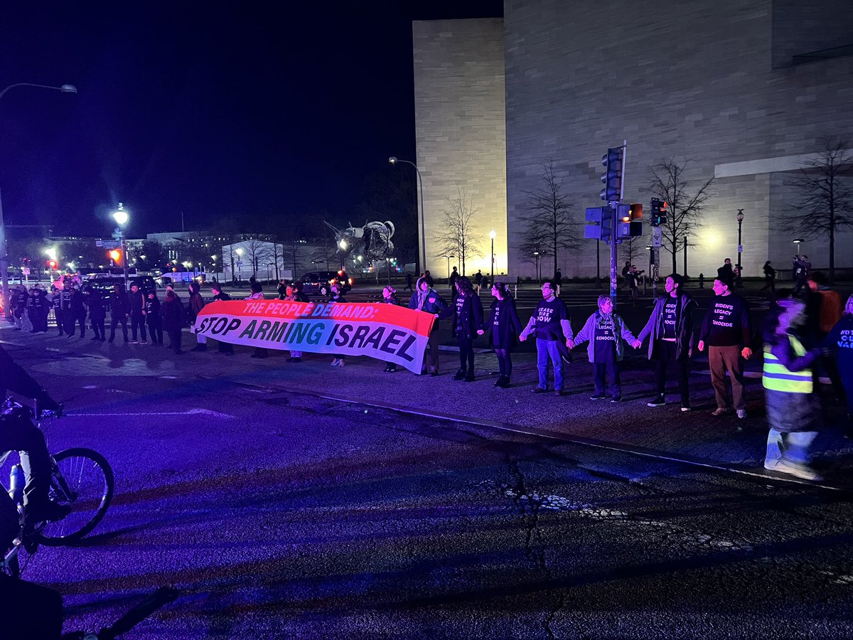 We will not be moved! Hundreds are engaging in civil disobedience as a part of the People’s State of the Union & making it clear they disapprove of Biden’s support for Israel’s genocide against Palestinians in Gaza. #CeasefireNow