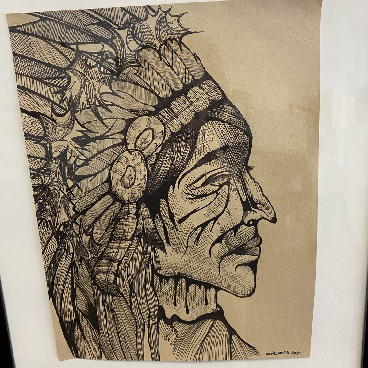 A student celebrated artwork brought from home for Thoughtful Thursday’s sharing circle #education #Sharing #art