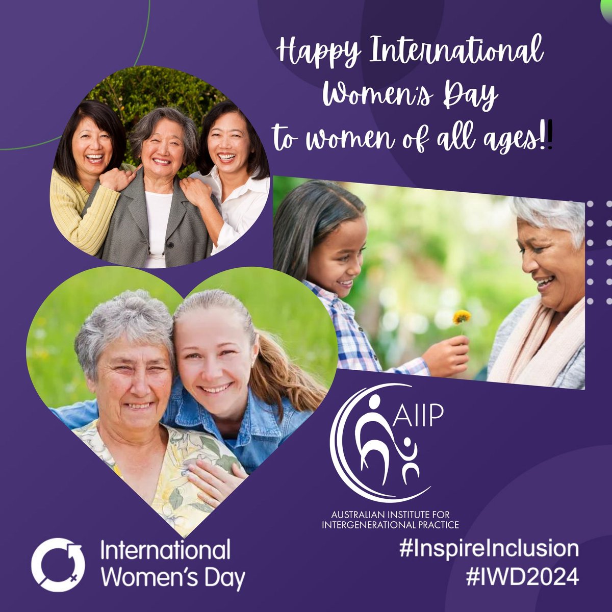 Happy International Women's Day to all women of all ages. Inclusion helps combat ageism and loneliness. #IWD2024 #intergenerationalpractice #AIIP #iwd #iwd2024womenleadingtheway #inclusion #inspireinclusion #womenyoungandold #womensday2024