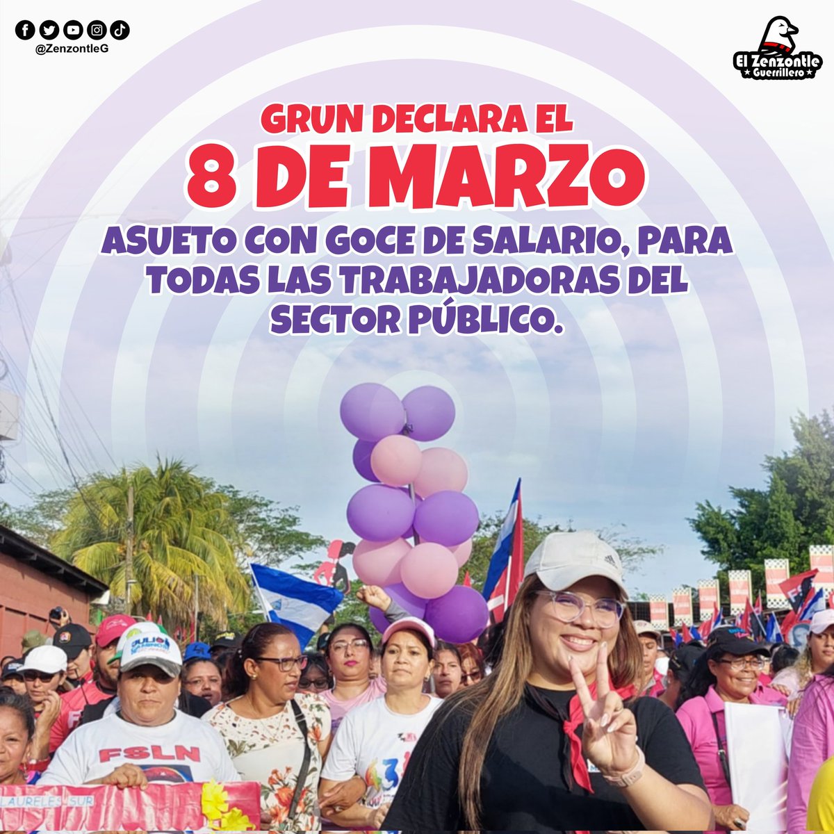#Nicaragua | Gobierno de Nicaragua, declara el #8Marzo asueto con goce de Salario para todos los Trabajadores del sector público. 💟💞💗💕💃🏼🔴⚫🇳🇮 #ManaguaSandinista #TodosLosTriunfosSonDelPueblo