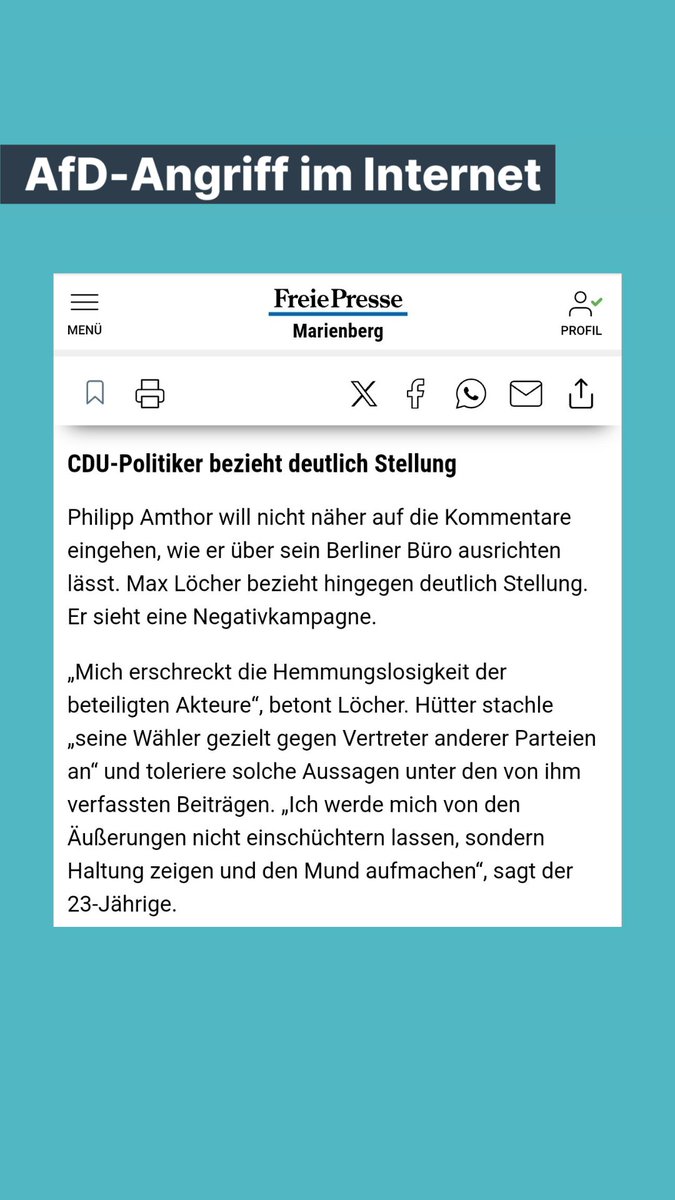 MaxLoecher's tweet photo. AfD-Angriff im Internet🚫

Zu dem Vorfall mit Carsten Hütter (MdL und Bundesschatzmeister AfD) und mir erschien folgender Artikel:

Komplett zu lesen: https://t.co/H0Vtjmv3mH https://t.co/Kcl6nJ1jJE