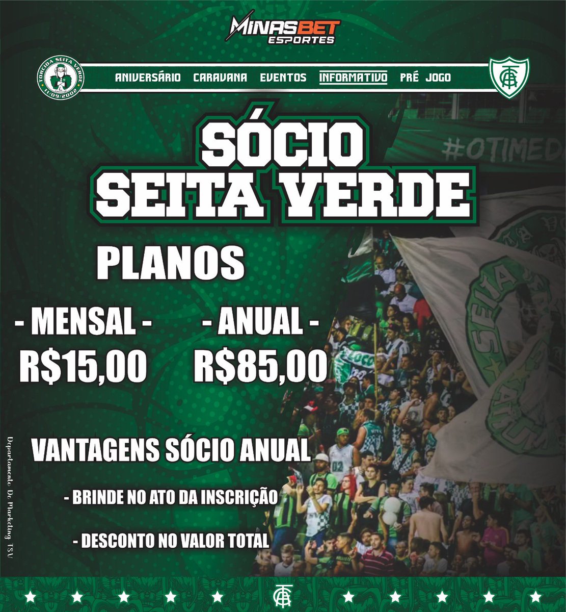 tsvoficial's tweet photo. VENHA FAZER PARTE DA TORCIDA SEITA VERDE! 

Torne-se sócio da TSV (Torcida Seita Verde) e tenha em mãos vários benefícios. 

Ingressos, desconto em caravanas, descontos em materiais exclusivos, sorteios, brindes e muito mais! + https://t.co/GB0wVrUxZU