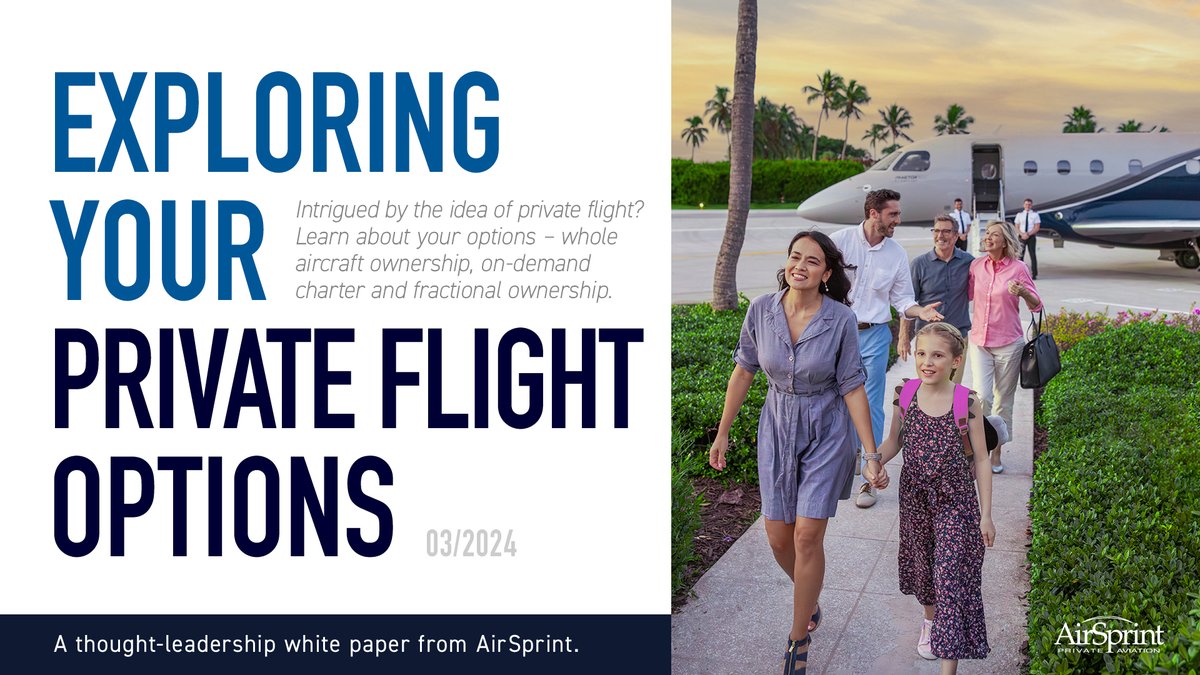 AirSprint's tweet photo. PR: "Exploring Your Private Flight Options", AirSprint’s latest white paper, explains private aviation alternatives, discusses pros &amp; cons, and guidelines to help you determine the option that is right for you. https://t.co/XXw4ayN8wv #PressRelease #FractionalOwnership #AirSprint https://t.co/pXpEWxa3Ze