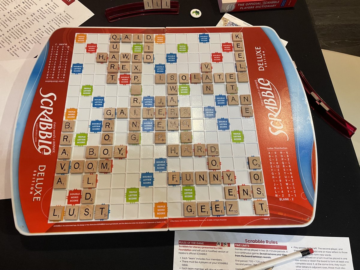 CanLiteracy's tweet photo. So excited to support our friends @UforLiteracy at their annual #ScrabbleforLiteracy fundraiser. Lovely to see so many different groups coming together to champion the importance of literacy — and a little friendly competition! #WeDidntWin #ItsFine #EveryoneIsAWinnerAtHeart https://t.co/2oiCByWC4H