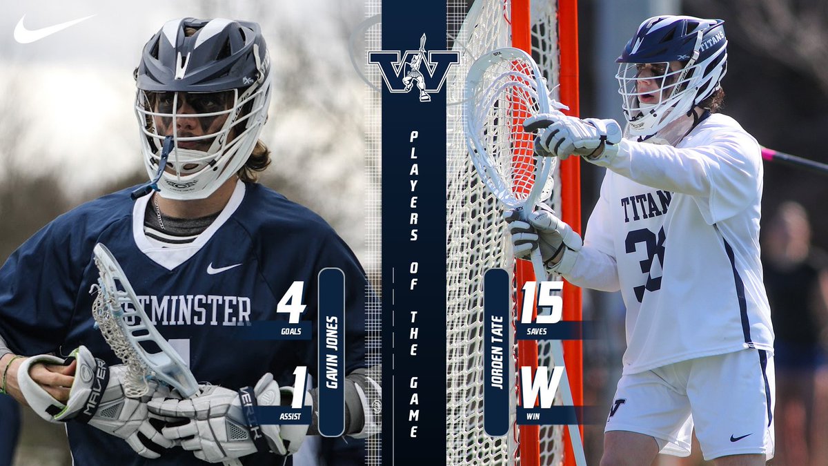 Congratulations to Gavin Jones and Jordan Tate for being named the Offensive and Defensive Players of the Game in our win over Adrian.. Gavin tallied his 100th career point and Jorden secured his first win in net as a starting goalie ⚔️🥍 #TLTW