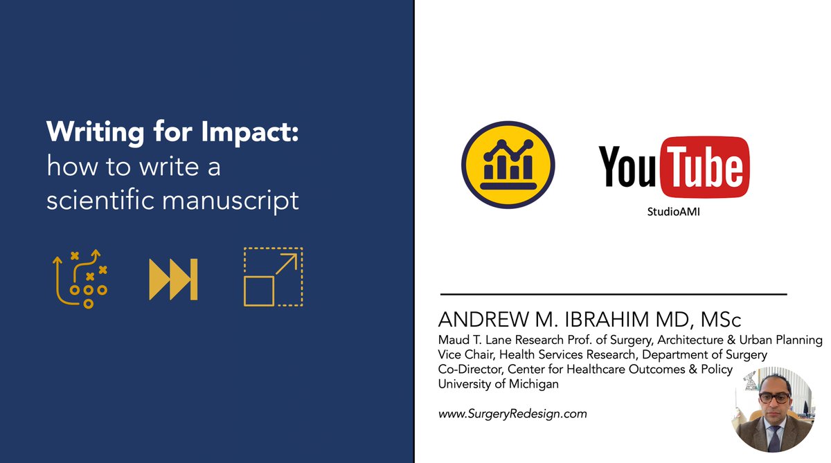 1/ I'm often asked for slides after I give a talk, and thought I'd do one better-- record and post it for free! Here is the first of multiple to come... Writing for Impact: how to write a scientific manuscript youtu.be/fgeahUrXVaY