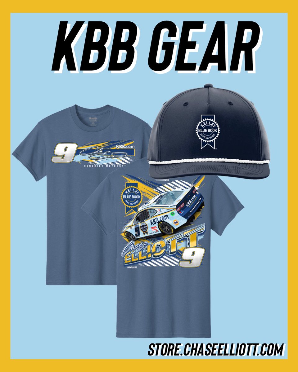 New @KelleyBlueBook gear is live! 🛒➡️ store.chaseelliott.com/collections/kb… #ChaseElliott | #CE | #NASCAR