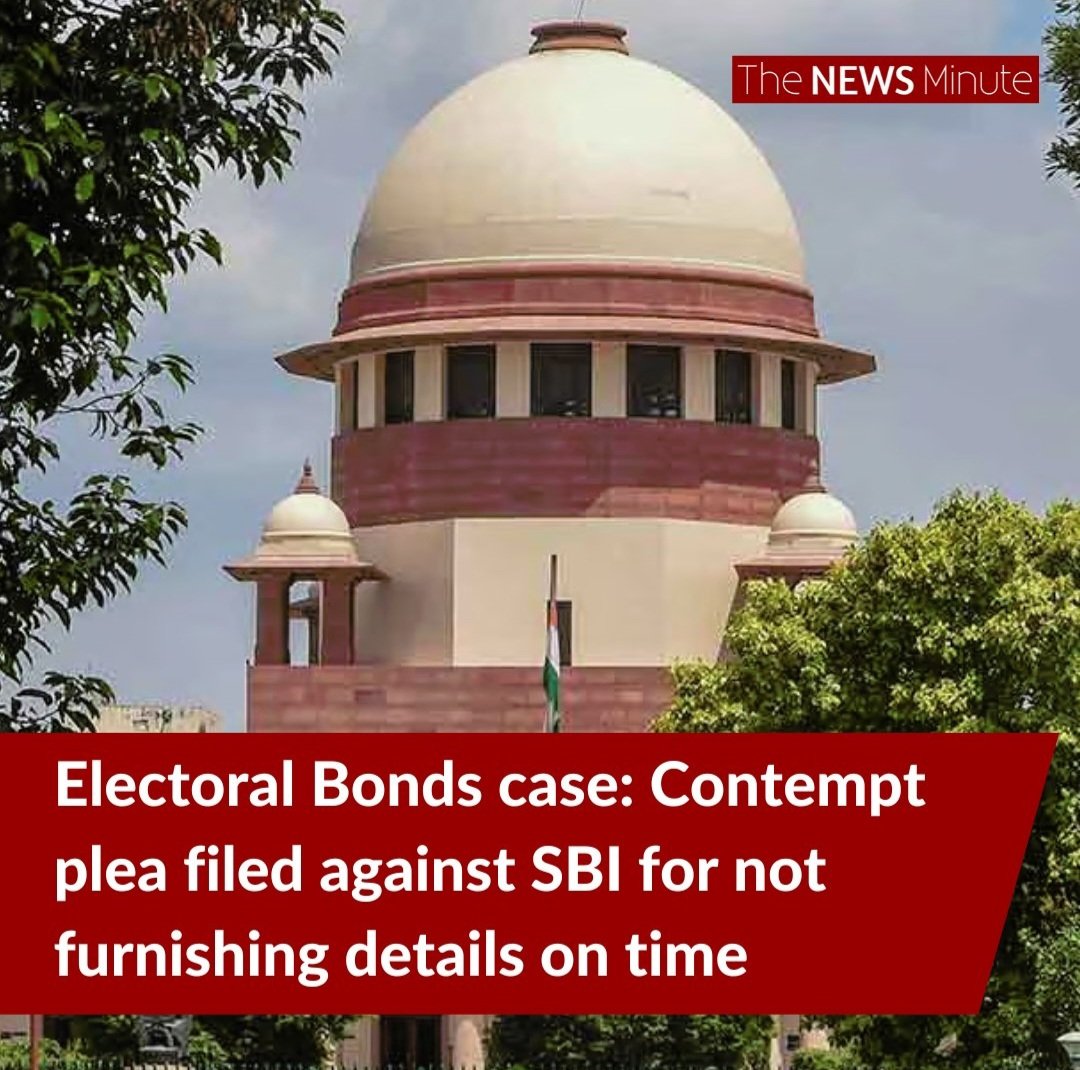 SA_Humanitarian's tweet image. #ElectoralBonds #case: #Contemptplea filed #against #SBI for not furnishing details on time

#India 🧵👇🏽

thenewsminute.com/news/electoral…
